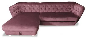 Coltar Extensibil Cu Lada Depozitare Retro, Stanga, Mov, 302 X 188 Cm