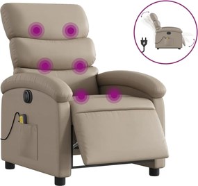 vidaXL Fotoliu electric masaj rabatabil, cappuccino, piele ecologică