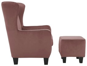 Fotoliu roz wing cu tapițerie din catifea Zhili - Støraa