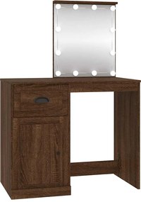 vidaXL Masă toaletă cu LED, stejar maro, 90x50x132,5 cm lemn prelucrat