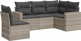 vidaXL Set canapele de grădină cu perne, 5 piese gri deschis poliratan