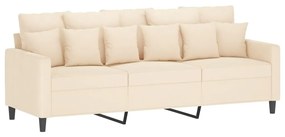 348893 vidaXL Canapea cu 3 locuri, crem, 180 cm, catifea