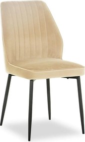 Scaun LEX, bej/negru, stofa catifelata/metal, 47x60x89 cm