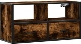 vidaXL Dulap TV stejar fumuriu, 80x31x39,5 cm, lemn prelucrat și metal