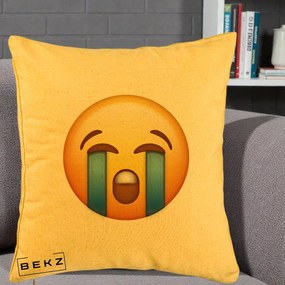 Perna Decorativa Emoji Plange, 40x40 cm, Galben, Husa Detasabila, Perna Inclusa, BEKZ®