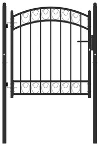 Poarta de gard cu arcada, negru, 100x100 cm, otel Negru, 100 x 100 cm
