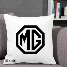 Perna Personalizata cu emblema MG, 40x40 cm, Alba Mata, Husa Detasabila, Perna Inclusa, BEKZ®