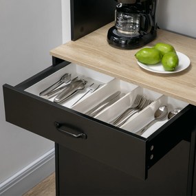 HOMCOM Bufet înalt design industrial multi-rangement - 3 uși cu raft, sertar, nișă, blat mare - metal negru | Aosom Romania