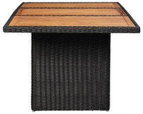 Set mobilier de exterior, 11 piese, negru, poliratan