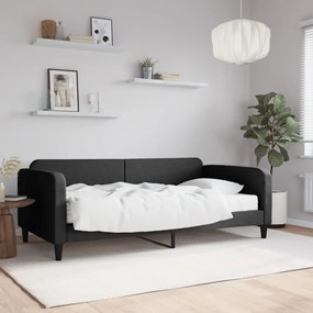 3196805 vidaXL Pat de zi cu saltea, negru, 100x200 cm, textil