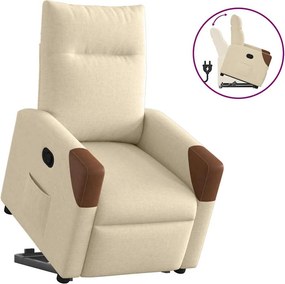 vidaXL Fotoliu rabatabil cu ridicare pe verticală, crem, textil