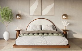 Pat lemn masiv levitant Visby Personalizabil - 180x200, Fara, Alb