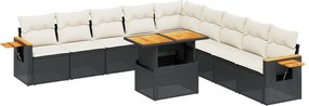 vidaXL Set canapele de grădină cu perne, 11 piese, negru, poliratan