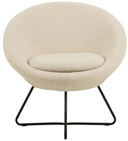 Fotoliu cu tapițerie din lână sintetică Actona Center, alb - crem