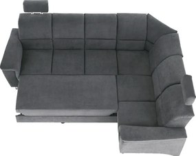 Colţar extensibil, material textil gri, model dreapta, SANTIAGO