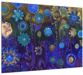 Tablou - Flori albastru închis (70x50 cm)