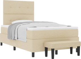 vidaXL Pat cu arcuri cu saltea cu headboard Crem 120 x 190 cm țesătură