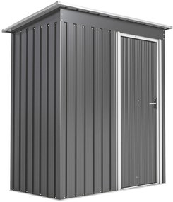 Outsunny Adăpost Unelte cu Acoperiș Înclinat și Ușă Glisantă, din Oțel și PP, 163x89x182 cm, Gri Deschis | Aosom Romania