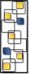 Decoratiune perete ART INFINITE, galben/albastru/negru, metal, 28x5x74
