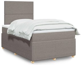 vidaXL Pat box spring cu saltea, gri taupe, 120x200 cm, textil