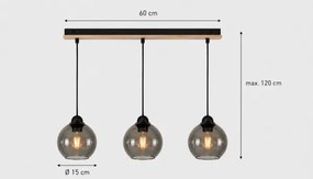 Lustră pe cablu UNO WOOD 3xE27/60W/230V neagră/maro