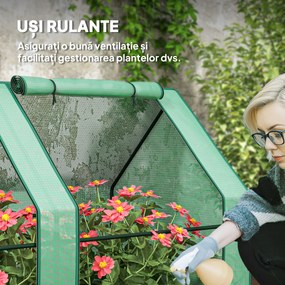 Outsunny Mini Seră Portable Tunel pentru Creșterea Plantelor și Florilor cu Uși Rulabile cu Fermoar, Verde | Aosom Romania