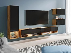 Mobilier living Wilandra (wotan + Negru lucios ) (fără iluminat). 1054039