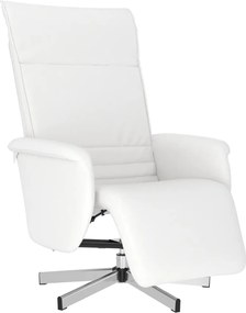 vidaXL Fotoliu rabatabil cu suport de picioare, alb, piele ecologică