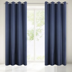 Draperii decorative albastru închis cu sistem de prindere cu inele 175 cm