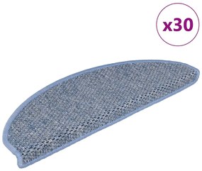 vidaXL Covorașe scări autoadezive, 30 buc. albastru 65x21x4 cm, sisal