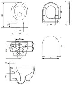 Vas wc suspendat streamon Cersanit Zen cu capac soft close inclus, alb