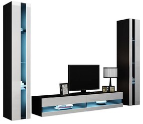 Mobilier living Ziggy III (negru + negru lucios). 1123290