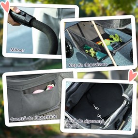 PawHut Cărucior pentru Animale de Companie 3 în 1 cu 4 Roți și Geantă de Transport Detașabilă, 76x50x102 cm, Gri | Aosom Romania
