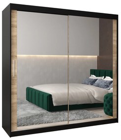 Dulap de haine 200 cm Toki 3 (negru mat + stejar sonoma). 1065104