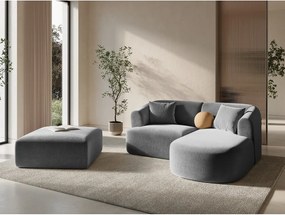 Taburet gri deschis cu tapițerie din catifea Campi – Cosmopolitan Design