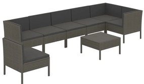 3094390 vidaXL Set mobilier de grădină cu perne, 8 piese, gri, poliratan