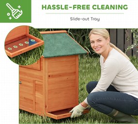 PawHut Cotet pentru găini coteț din lemn cu cuib 2 bârne rampă fereastră acoperiș impermeabil 113,5x67,5x95,5 cm Portocaliu | Aosom Romania