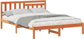 vidaXL Cadru de pat Maroniu cerat 140 x 200 cm Lemn de pin masiv