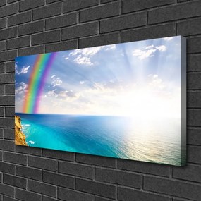 Tablou pe panza canvas Rainbow Sun Sea Peisaj Multi