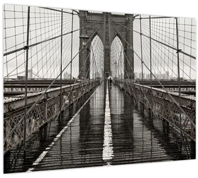 Tablou pe sticlă - Podul Brooklyn (70x50 cm)