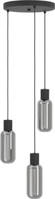 Eglo 901004 - Lustră suspendată pe cablu MAIONE 3xE27/4W/230V negru/fumuriu