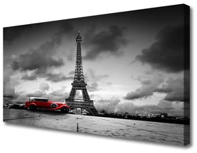 Tablou pe panza canvas Eiffelturm auto Paris Arhitectura Red Gray
