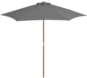 vidaXL Umbrelă de soare de exterior, stâlp din lemn, antracit, 270 cm