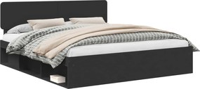 vidaXL Cadru de pat cu headboard Negru 200 x 200 cm Lemn de pin masiv