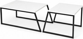 Set 2 masute cafea 855DTE2915, alb/negru, PAL melaminat/metal