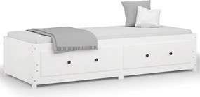 vidaXL Pat de zi fără saltea, alb, 90x200 cm, lemn masiv pin