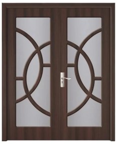 Usa Dubla de Interior din MDF Novo Doors ND220, Geam Sablat, Cadru din Lemn Masiv, KIT COMPLET, Toc , Manere si balamale incluse (Culoare: Alb, Toc: