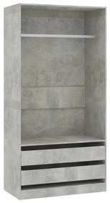 800607 vidaXL Șifonier, gri beton, 100x50x200 cm, PAL