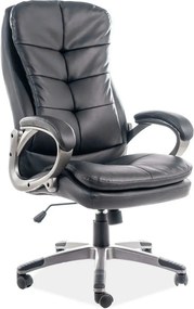 Scaun de birou Q-270, negru/crom, piele ecologica/metal, 66x50x114/124