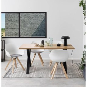 Set 2 scaune cu picioare din lemn de arbore de cauciuc Actona Tina, alb